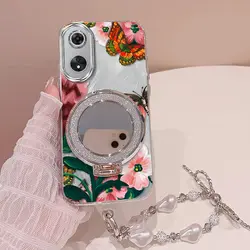 Vivid Flowers Bracelet Holder Phone Case Cover for OPPO A7N (Silver)