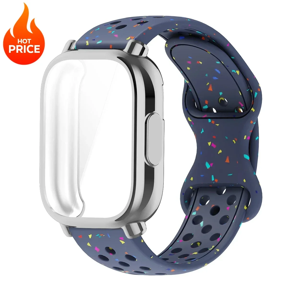 Enhanced Silicone Strap and TPU Protector Case for Full-Screen Coverage - Breathable Sports Band Design
