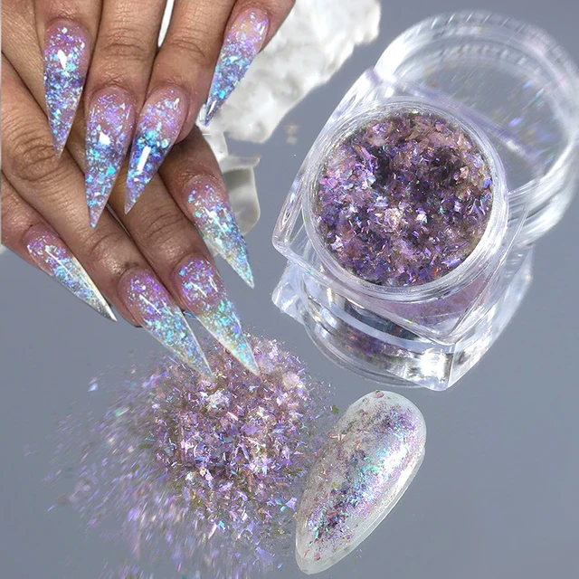 1 barattolo Glitter per unghie fiocchi unghie irregolari Aurora Glitter  Crystal Flakes Holo Sparkle paillettes Charms decorazioni per unghie FT205  # - AliExpress