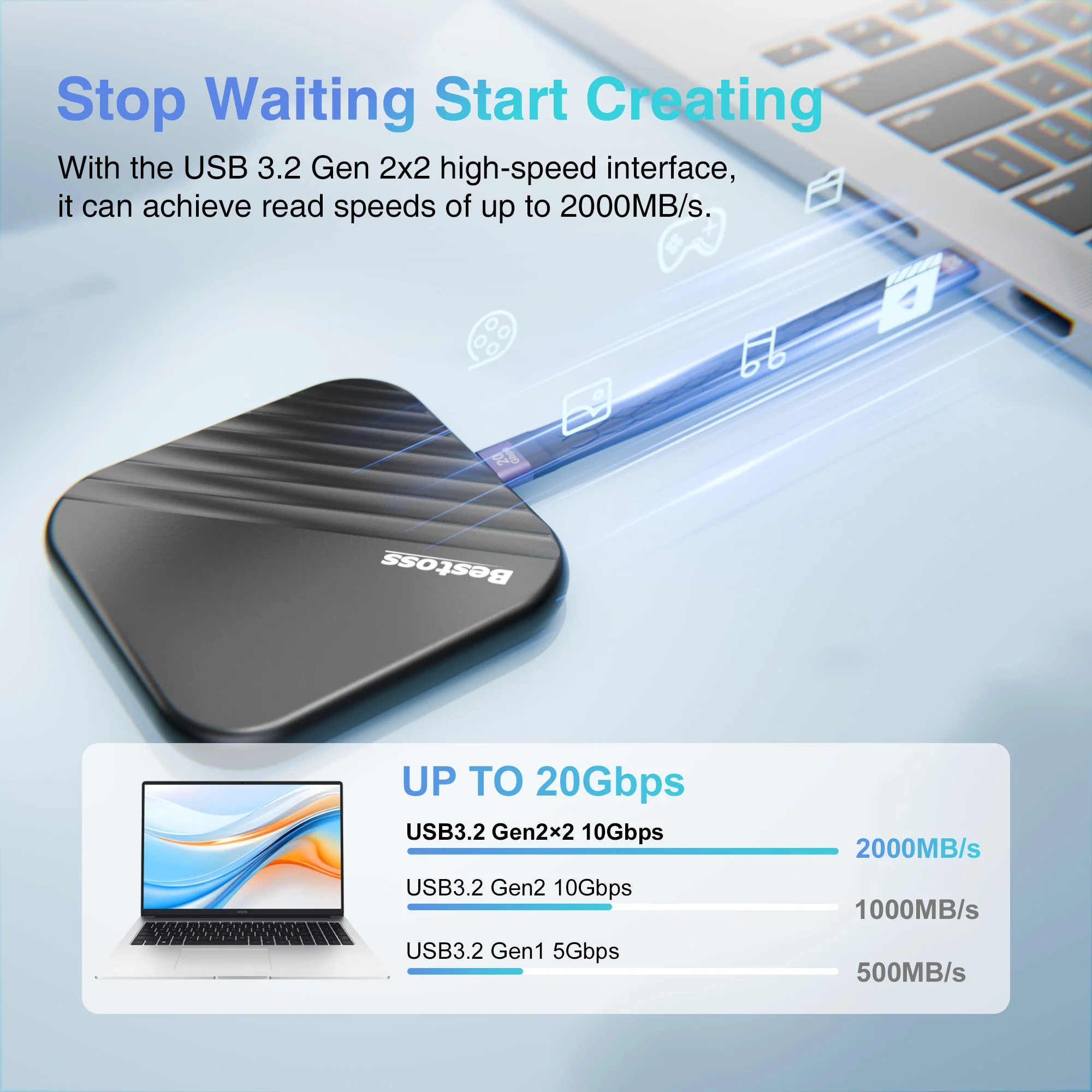 베스토스 마그네틱 휴대용 SSD 외장 고속 전송 512GB 1TB 2TB 컴퓨터 또는 휴대폰용