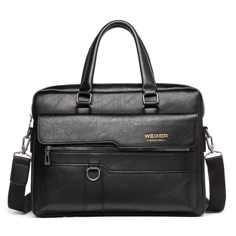 

Men'S Briefcase Black Bag Fashion Handbag Shoulder Coffee Bag Quality Pu Leather Men Office Bags For 14 Inch Laptop Bag