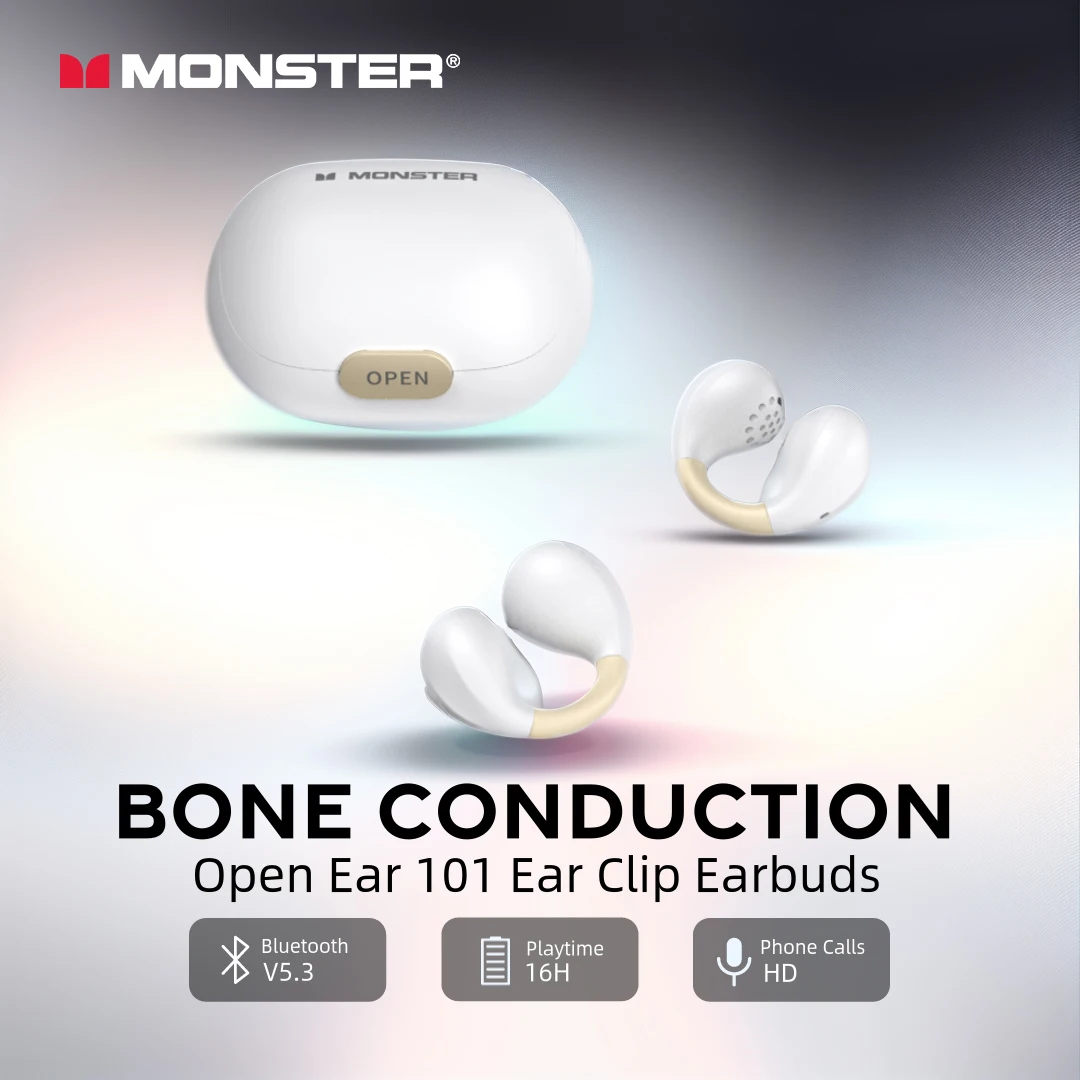 

Monster TWS Ear Clip Earbuds Bluetooth 5.3 Bone Conduction Headphones on Ear Earring Wireless Sports Running Cycling Earphone