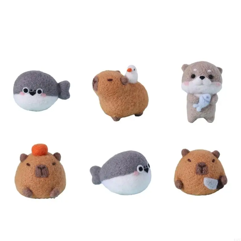 E1PC Poke Wool Felt Handmade DIY Dolls Capybara Material Kits for Beginner Home Decor