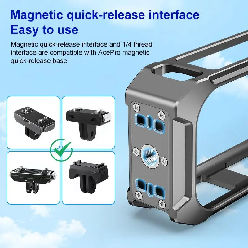 For Insta360 X5 PULUZ Aluminum Alloy Protective Cage Rig Expand Cold Shoe Housing Frame