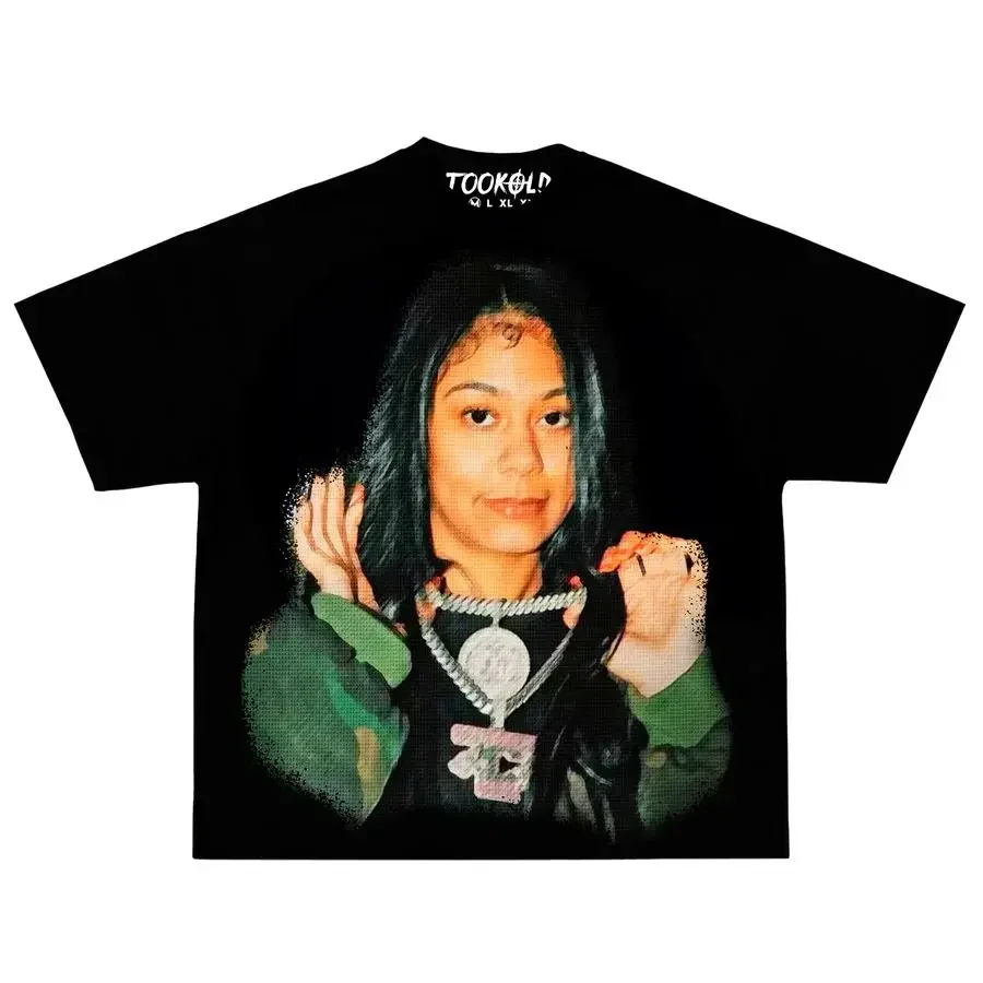 thumbnail image 1 of Camisetas de estilo hip hop con estampado de retrato de cabeza grande de moda Harajuku para mujer, camisetas de manga corta de gran tamaño con diseño INS Sense, camisetas estilo callejero americano Y2, 1 of 5