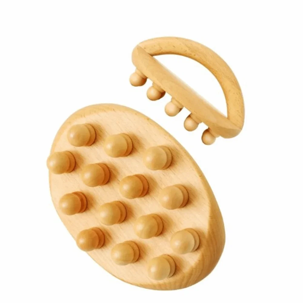 14 Beads Wood Therapy Massage Tools Handheld Design Anti Cellulite Meridian Massager Body Scraping Tool Stress Relief