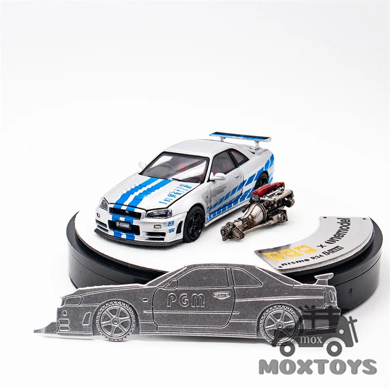PGM x One model 1:64 GTR R34 Z-TUNE Silver Blue Limited999