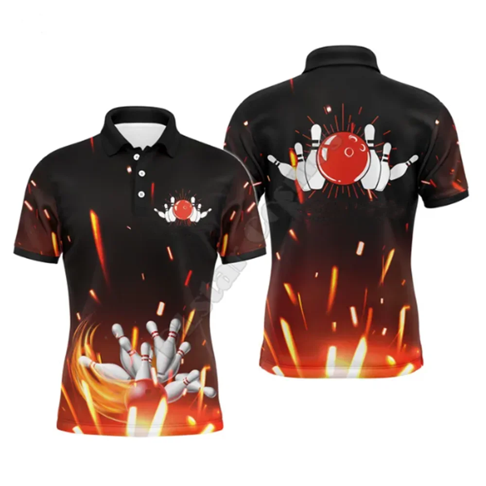 Men's short-sleeved golf Polo shirt printing T-shirt lapel button shirt new summer sports bowling short-sleeved