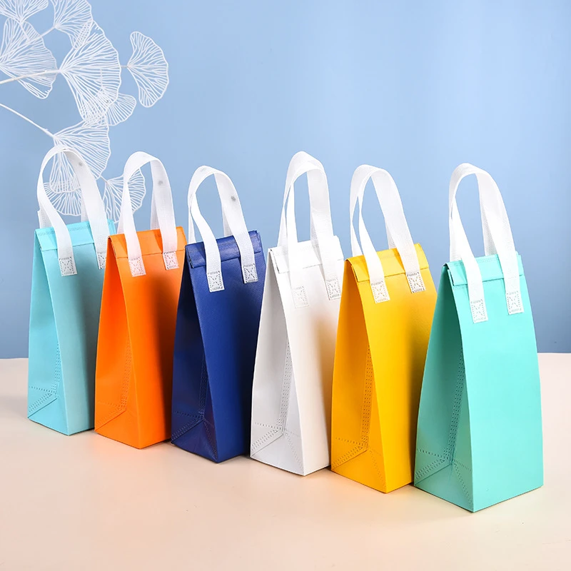 10pcs Non-Woven Insulated Tote Bags – Reusable Thermal Cooler Pouches for Food, Cake, D... - SKU NITB2302 - UGI Packaging