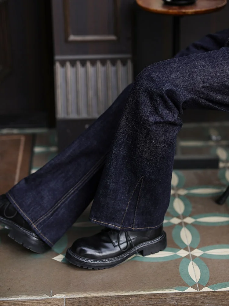 High Waist Slim Fit Straight Leg Denim Jeans 65OZ Mbbcar Men's Red Ear Durable Casual Cotton Trousers American Sle