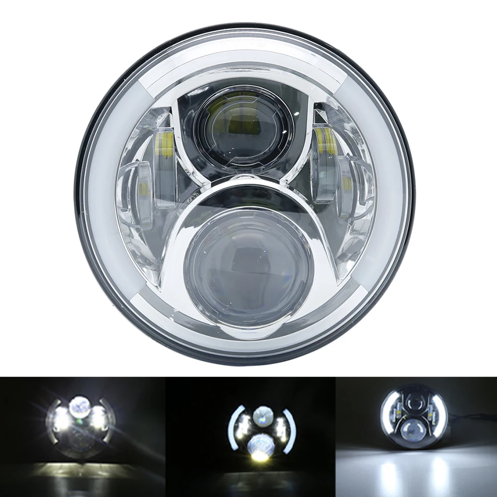 7 Inch Motorfiets Koplamp Led Verlichting Halo Drl Lamp Voor Royal Enfield Himalayan 400 411 650 350 Cafe Racer 7 Moto Koplamp