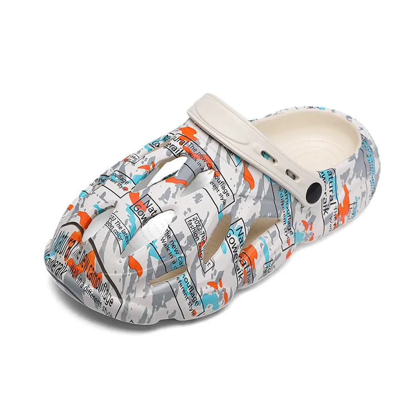 portable new summer shoes sandal man's soft casual graffiti two ways to wear beach