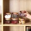 6pieces  Glass Jars Set,  Spice Jars with Bamboo Lids, Clear Glass Food Storage Containers, Kitchen Canisters Set 1