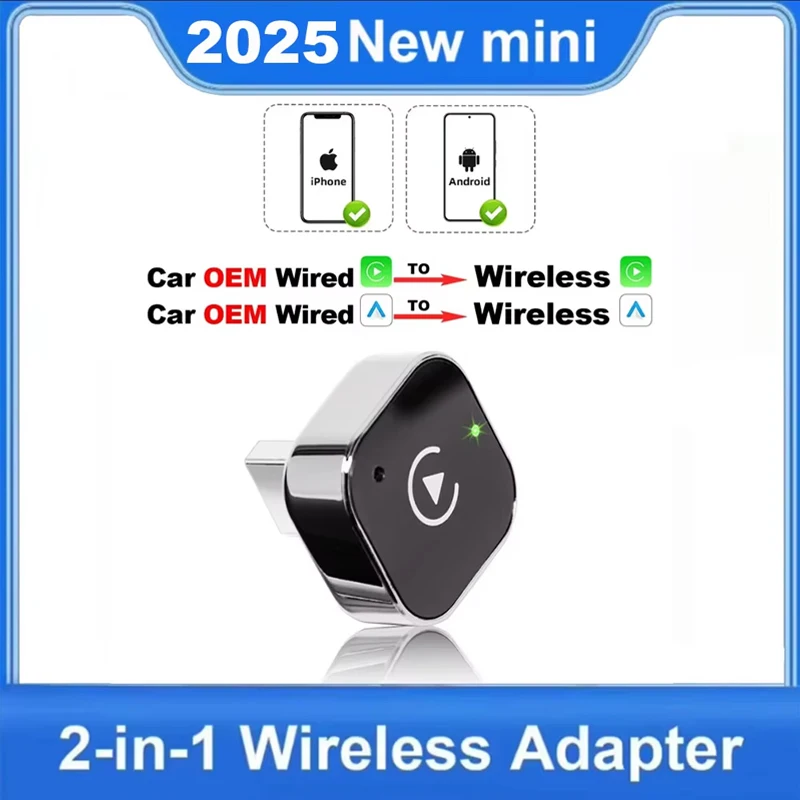 2in1 Wired to Wireless CarPlay Adapter Android Auto Dongle Car Accessory Smart Box 5GHz WiFi Type-C/USB