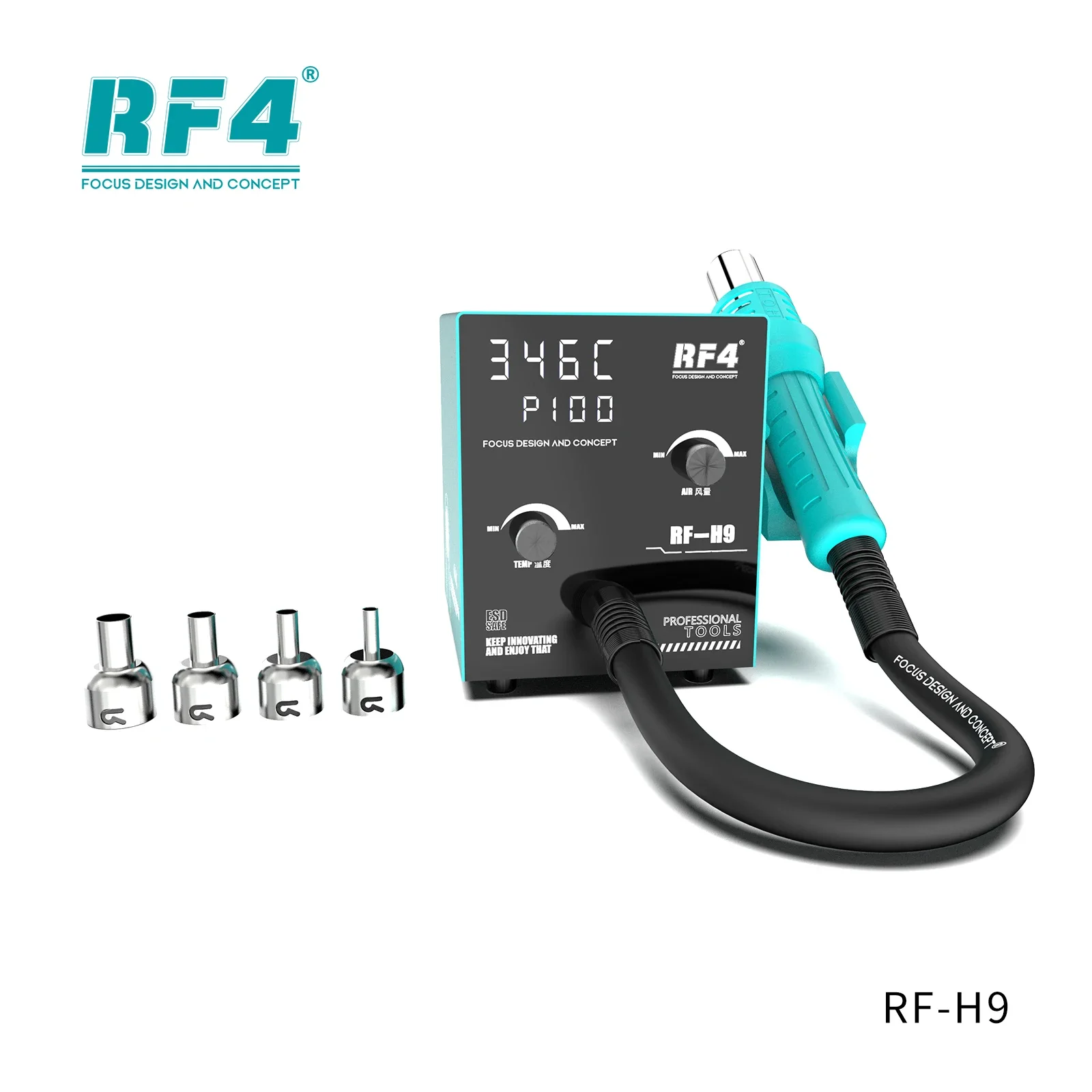 RF4 RF-H9 Intelligent Digital Display Hot Air Soldering Station for PCB BGA IC Chip Rework Desoldering Soldering Station Tool