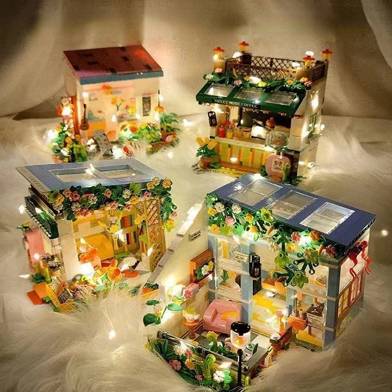 Miniso Fairy Tale Town Flower Room Building Brick Building City Street View Girls Toy Gifts