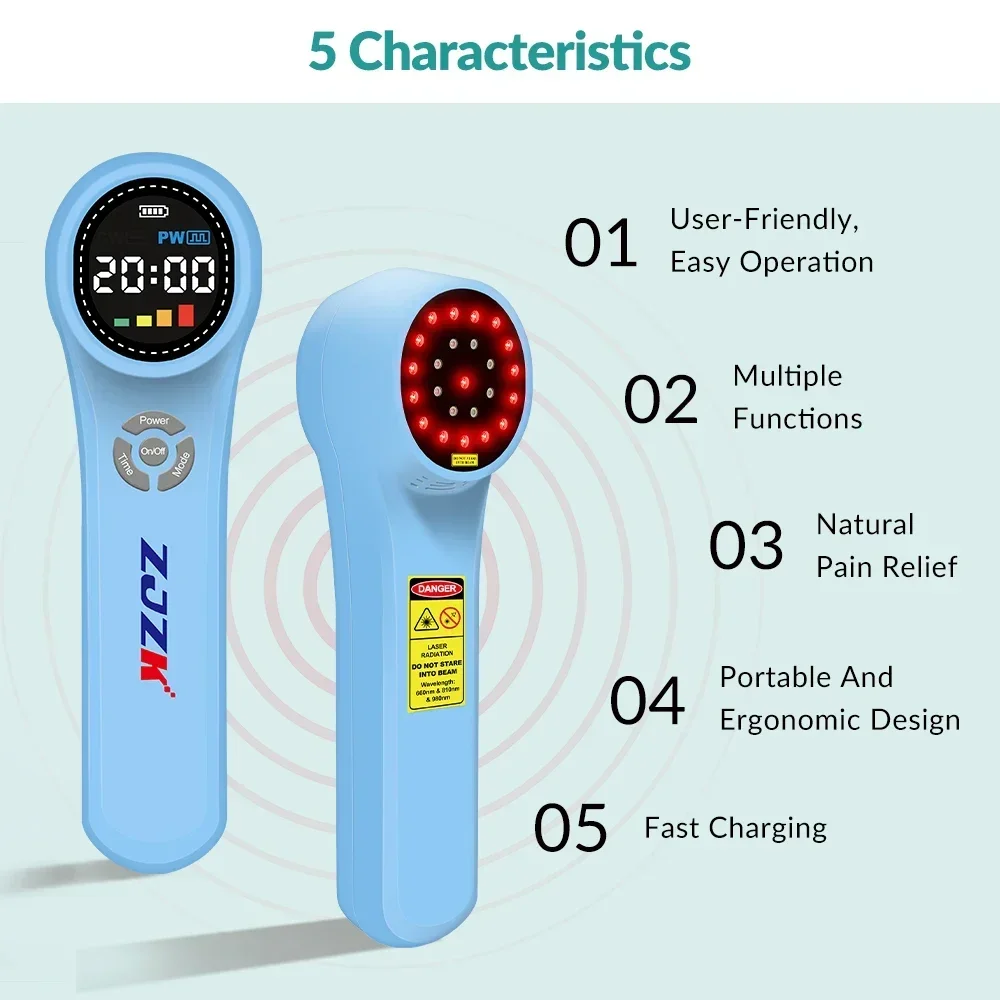 

ZJZK 650nm high frequency therapeutic laser wound healing veterinary low level laser therapy for arms for reduce inflammation