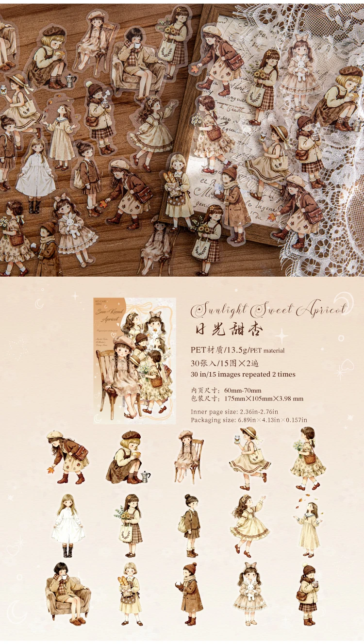 JIANQI 30 Stück Vintage-Aufkleber mit niedlichen Charakteren, Spezialpapier, DIY, Scrapbooking, Junk Journal, Dekor, Aufkleber, Schreibwaren – Detail 10