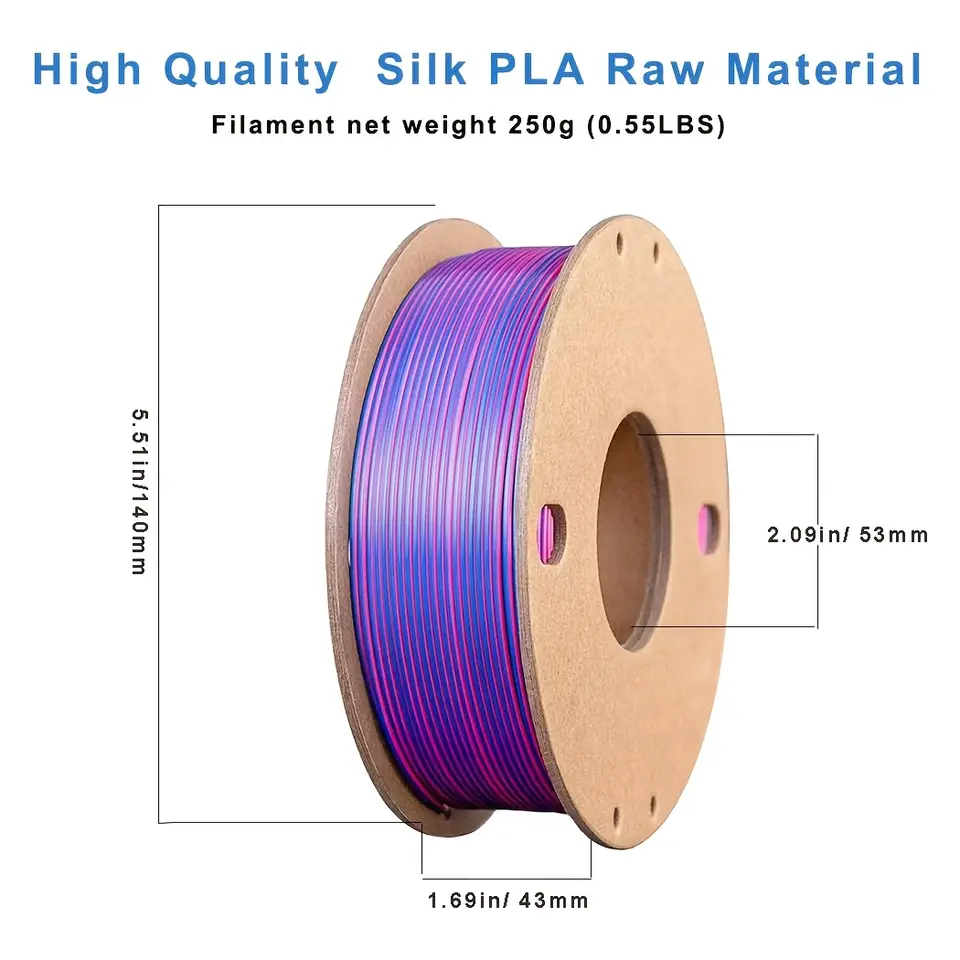 Three Color PLA Silk Filament 250g per Roll Net Weight, Suitable for FDM 3D Printers, 1.75mm Silk PLA 3D Printing Material. image 2
