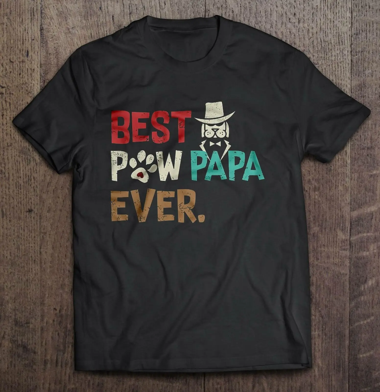 

Best Paw Papa Ever Vintage Dog Dad Dog Lovers Gift T-Shirt 100% Cotton O-Neck Summer Short Sleeve Casual Mens T-shirt Size S-3XL