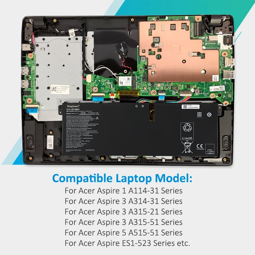 Bateria do Portátil Acer Aspire Aspire A31521 A31551 Es1 A114 A315 Kt.00205.004 7.7v 4810mah 37wh Kingsener-ap16m5j - Imagem 6