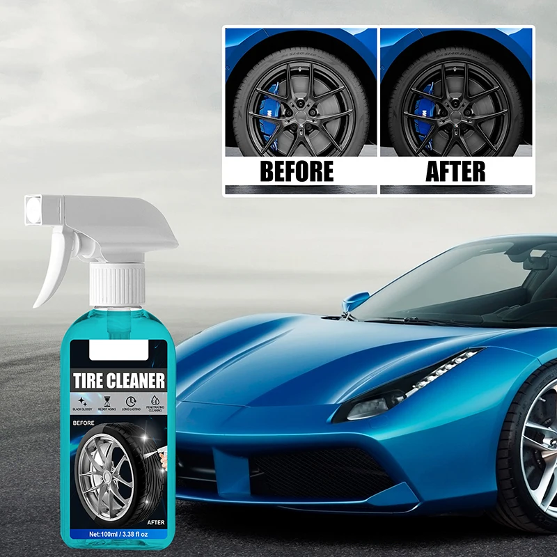 1pc100mlCarTireCleanerSprayBlackGlossyAutomobileTyre