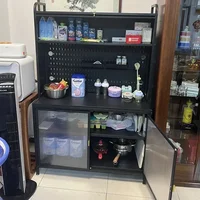 ตู้เก็บของในครัวเหล็กคาร์บอนสไตล์มินิมอลทันสมัยพร้อมแผ่นเจาะรู – ดีไซน์ตั้งพื้น 6