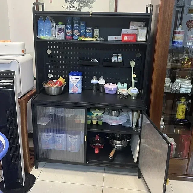 ตู้เก็บของในครัวเหล็กคาร์บอนสไตล์มินิมอลทันสมัยพร้อมแผ่นเจาะรู – ดีไซน์ตั้งพื้น 6