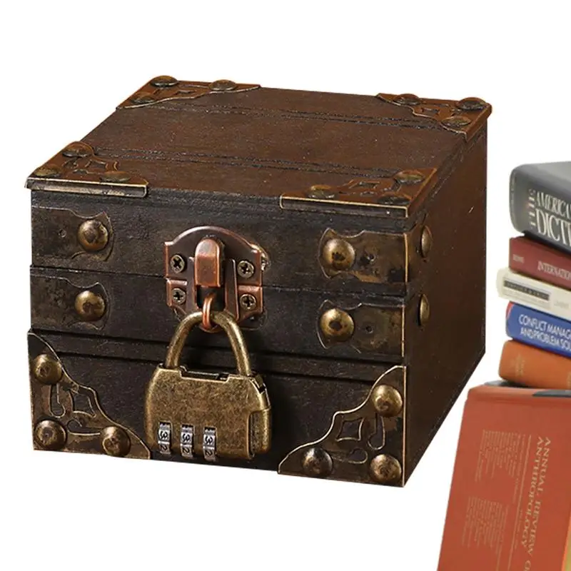 

Деревянная коробка для хранения с замком в стиле ретро