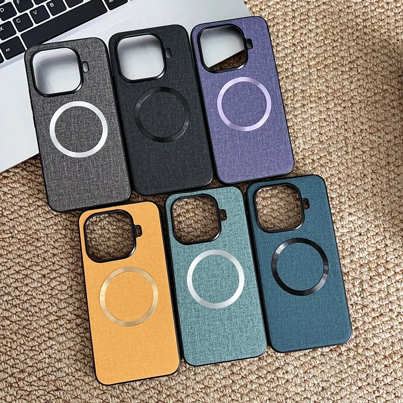 Premium Magnetic Woven Cloth Pattern Anti-Slip Protective Phone Case