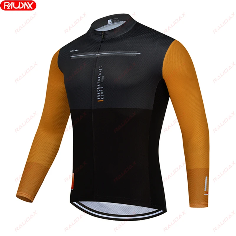 

RAUDAX Men's Autumn Cycling Long Sleeve Spring Windproof Cycling Top MTB Bicycle Shrinkproof Water Cycling Top Breathable Top