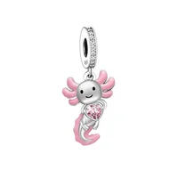 FC Jewelry Fit Original Charm Bracelet 925 Silver Animal Mexico Axolotl Hold Heart For Making Women Daughter Teens Berloque DIY 2