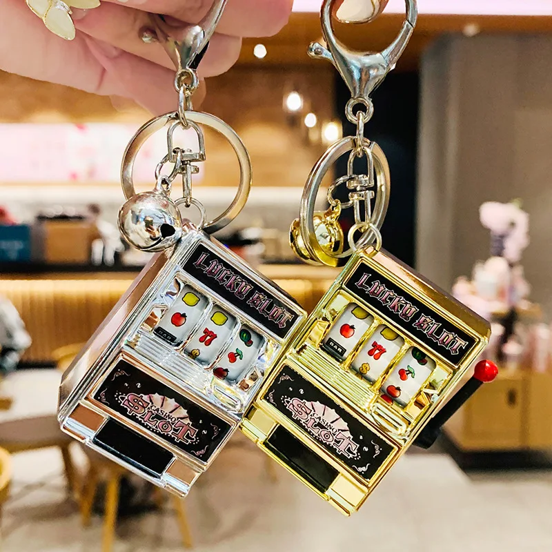 Mini Gambling Slot Machine Key Chains Pocket Fruit Lucky Jackpot