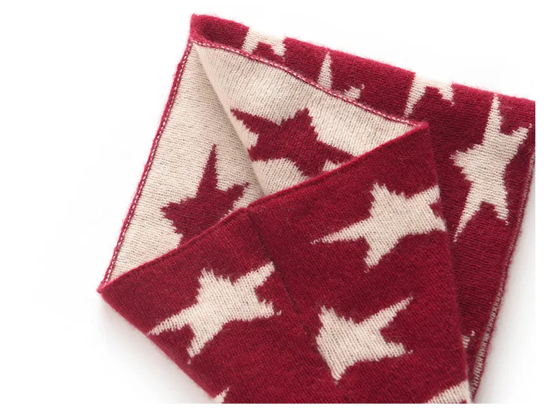 Damen-Schal aus 100 % Kaschmir, gestrickter Pullover, Halswärmer, fünfzackiger Stern, Farbblock, modischer Herren-Halswärmer – Detail 19
