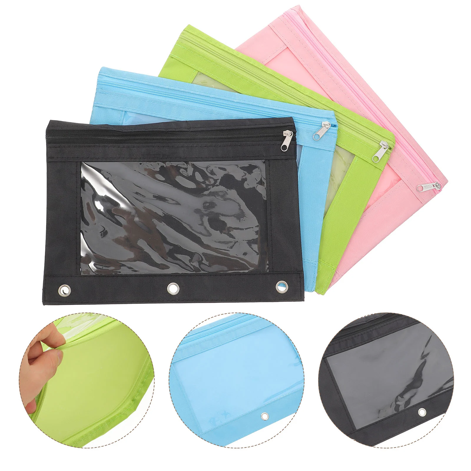 

4pcs Binder Oxford Cloth Pouch Binder Pen Pouch Binder File Pouch Binder Pencil Pouches