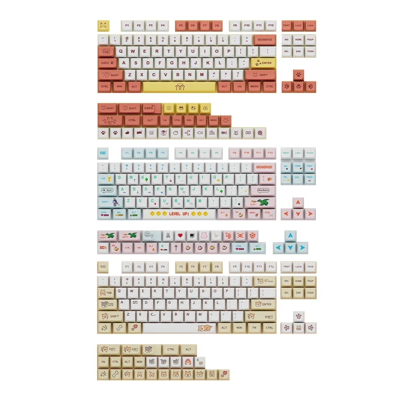 

XDA PBT Keycaps для 130 клавиш Механическая клавиатура Keycap Dye Sub Cartoon