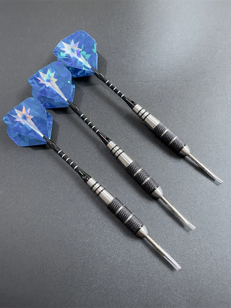Dartpfeile, 3 Stück, aus hochwertigem Edelstahl, mit schwarzen Aluminiumstangen und Laserflügeln, für Wettkampf und Training, Unterhaltung – Detail 7