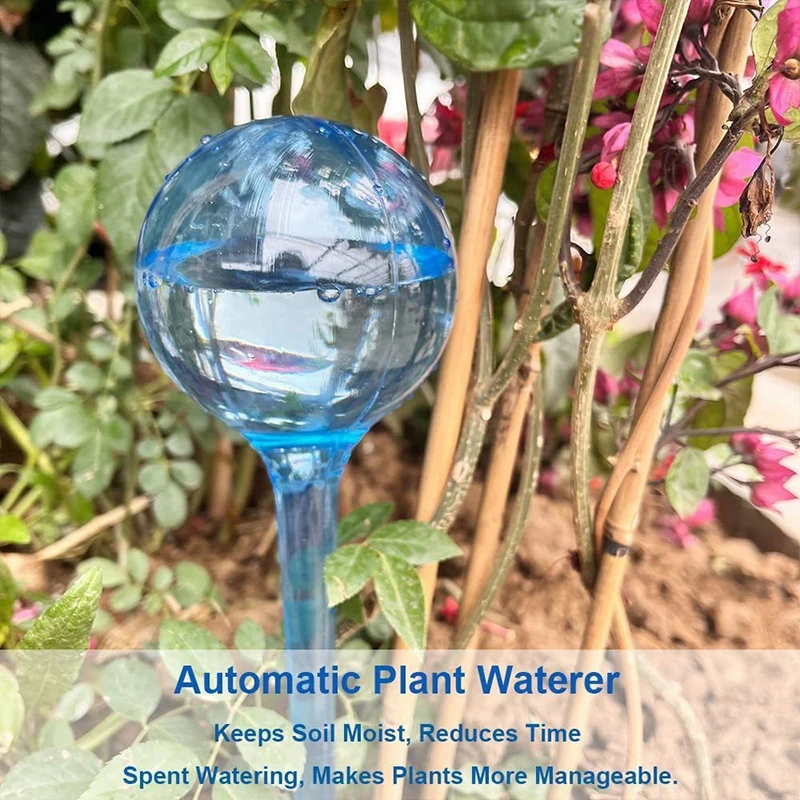Set of 3 Clear Self-Watering Plant Globes for Garden and Indoor Flowers