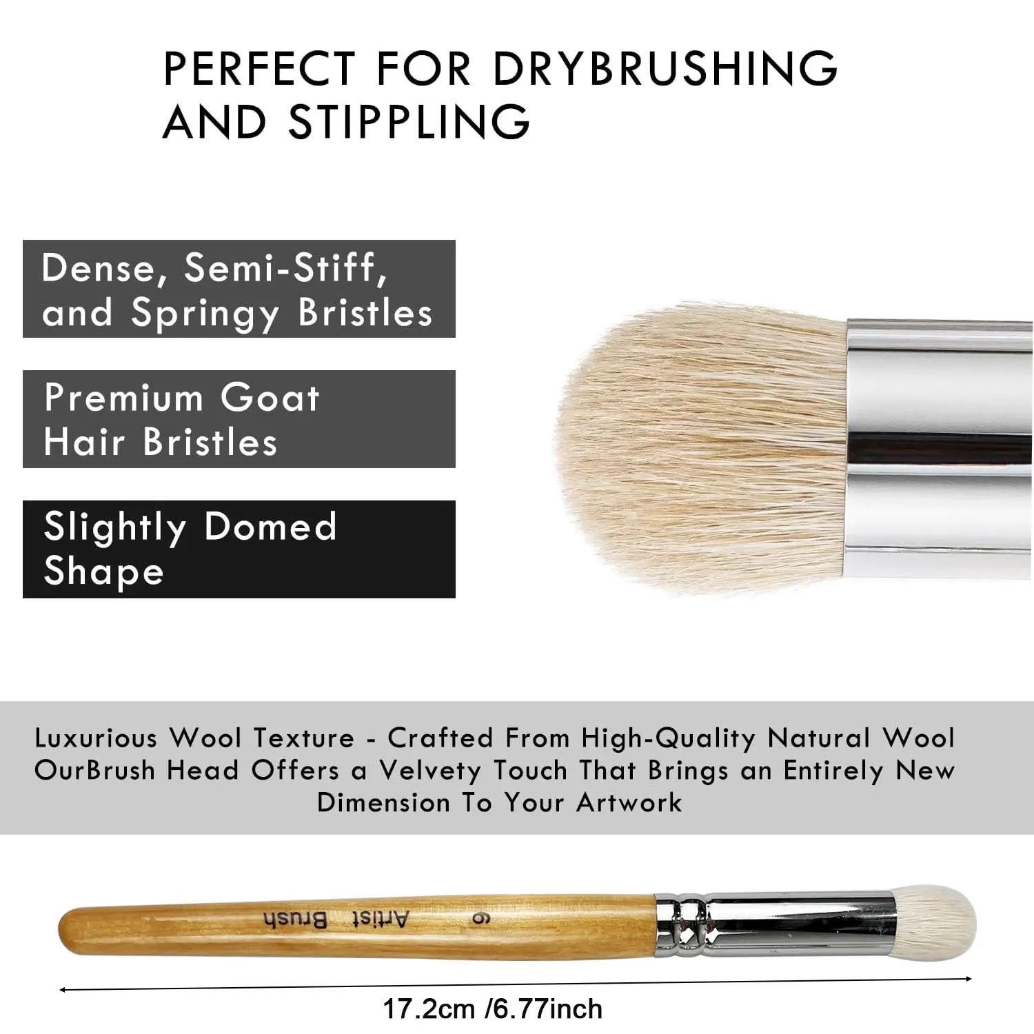 Miniature Paint Brushes Set - Premium Goat Hair Dry Brushes for Model Painting, Domed Drybrush Kit for Scale Models & Miniatures 3