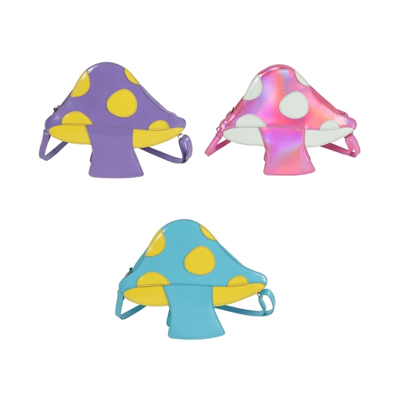 Women Ladies Mushroom Crossbody Shoulder Bag PU Leather Tote Purse