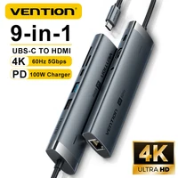 Vention 9-in-1 USB Gen 3.2 Multiport Hub USB 3.0 5Gbps Data Transmission Docking Station Type C to HDMI For MacBook RJ45 Adapter 1