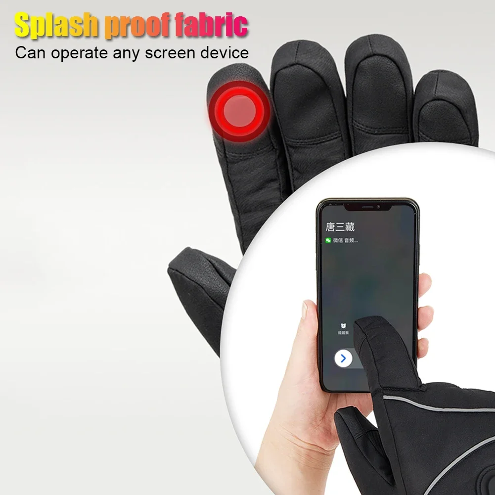 Warm Electric Heating Gloves Waterproof Winter Cycling Gloves Windproof Touchscreen 3 Modes Battery Powered for Bike Motorcycle 6