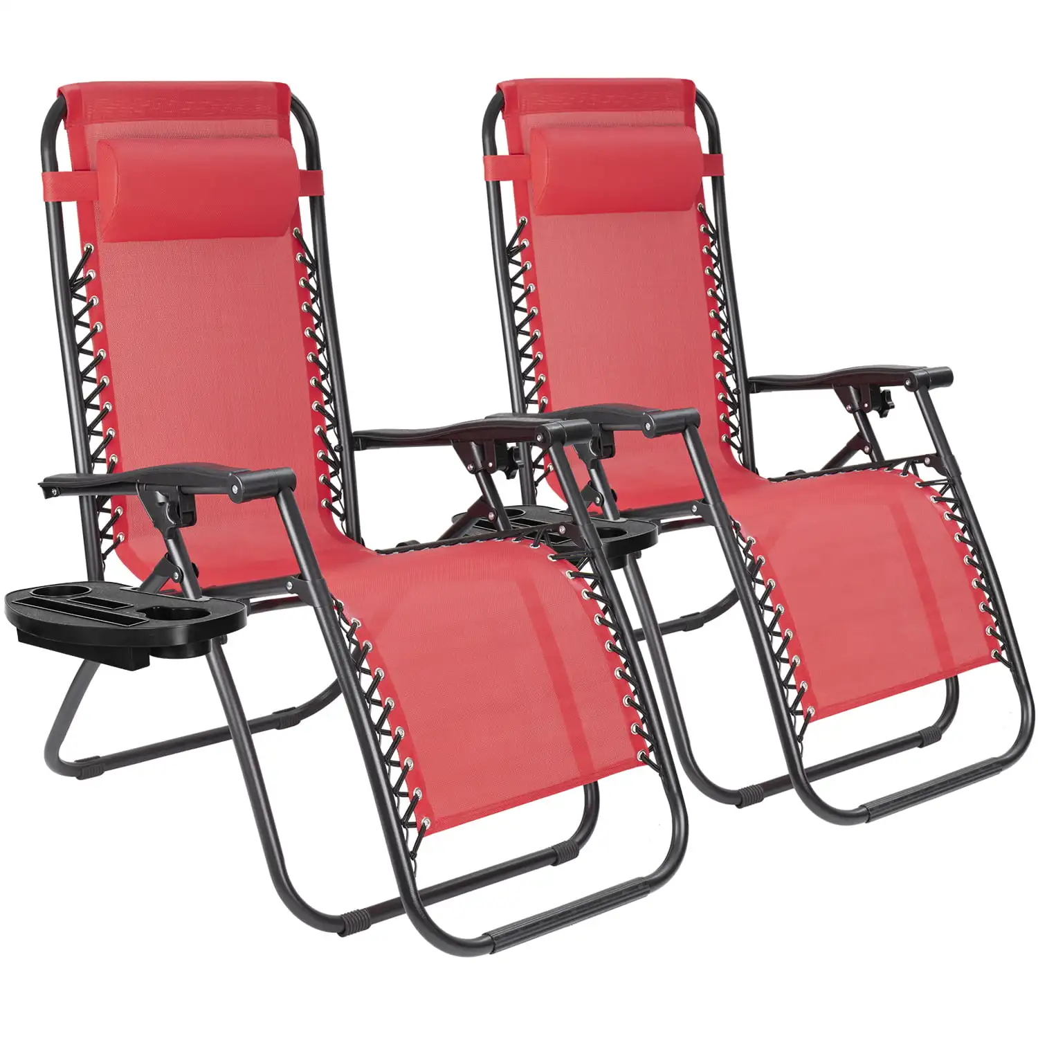 Zero Gravity Chair Camp Reclining Lounge Chairs Outdoor Lounge Patio Chair with Adjustable Pillow 2 Pack outdoor textilene zero gravity folding lounge rocker with pillow red patio furniture