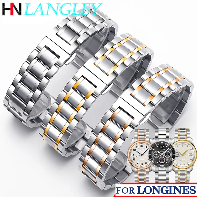 Watch Band For LONGINES WatchBand Stainless Steel Bracelet Original Master Crescent 12/13/14/15/16/17/18/19/20/21/22/24mm Strap