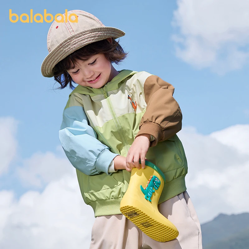 Balabala Toddler 2023 Boy Coat Spring New Style Hooded Handsome Fashion Trendy Tooling Top