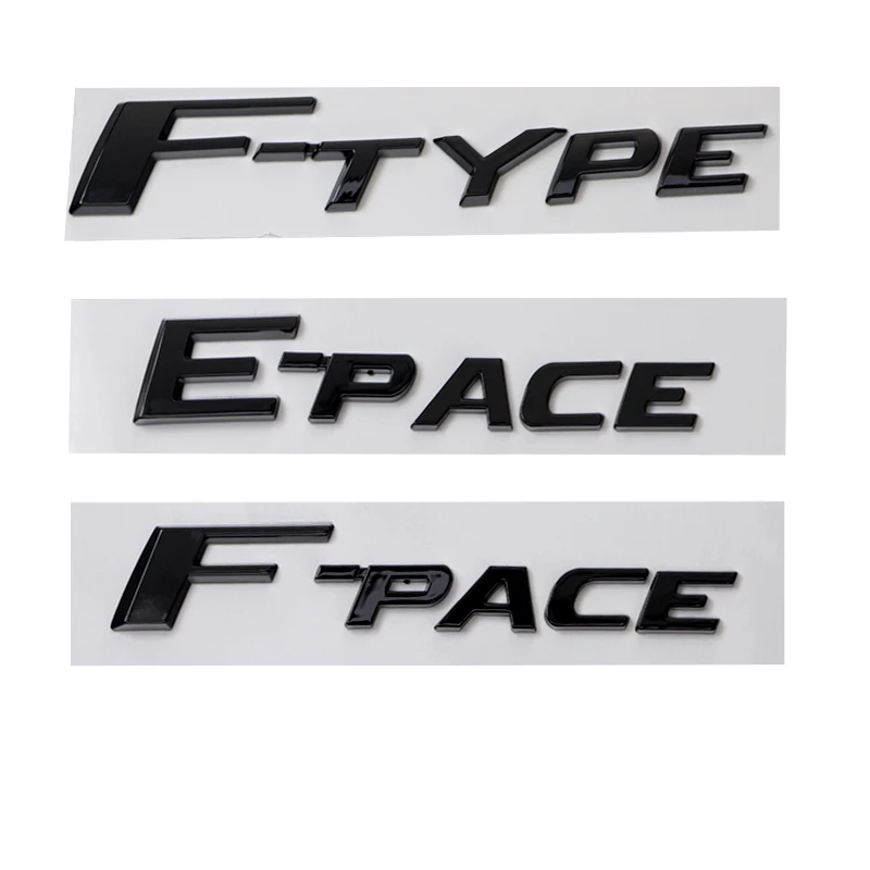 3D Abs Chrome Black Logo F Type E F Pace Sticker Lettere Car Trunk Badge Decal Per Jaguar F Type E F Pace Emblem Accessori