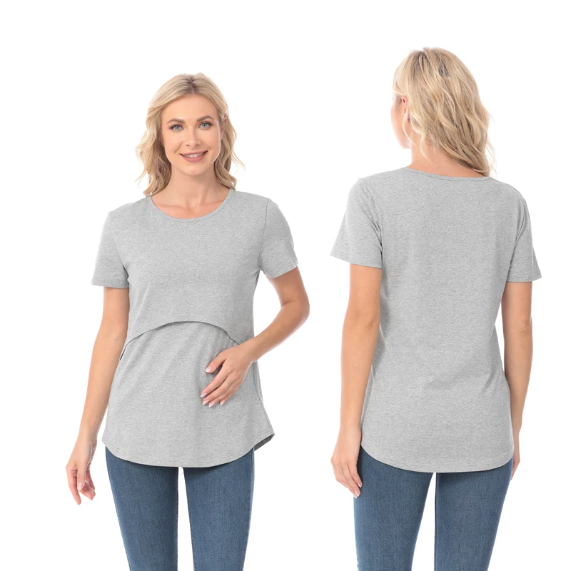Emotion Moms Summer Maternity T-Shirt Big Size Short Sleeve Stretch Cotton Tops Breastfeeding Loose Clothes For Maternity Women 4