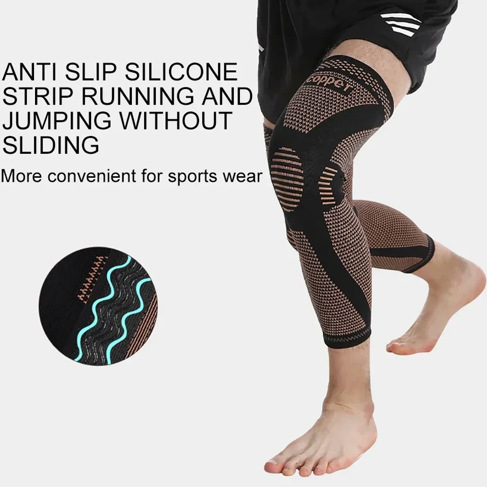 Copper Full Leg Sleeves Compression Knee Support Protect Leg for Man Women Basketball Arthritis Cycling Sport Football Gym