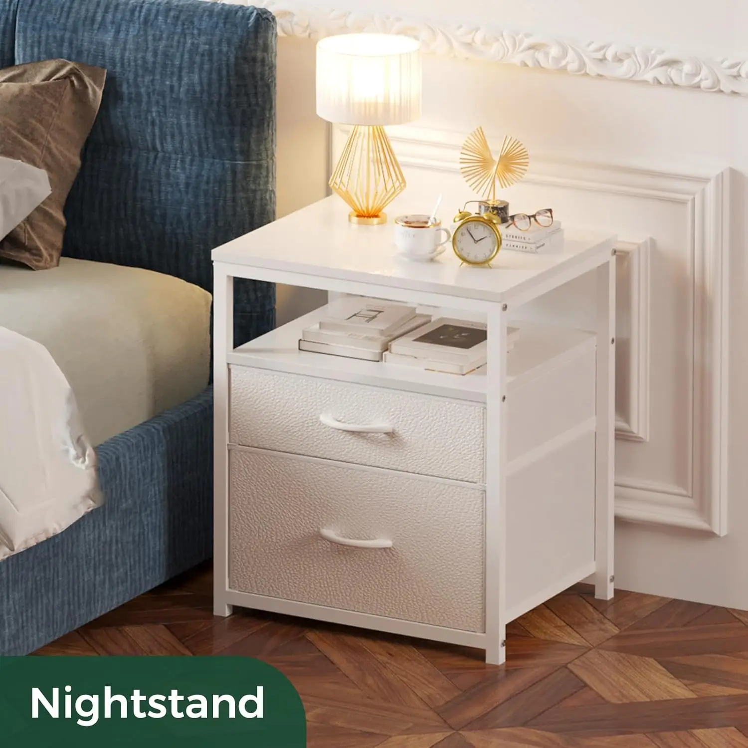 طاولة جانبية بـ 4 أدراج ورف مفتوح واحد، لغرفة المع...