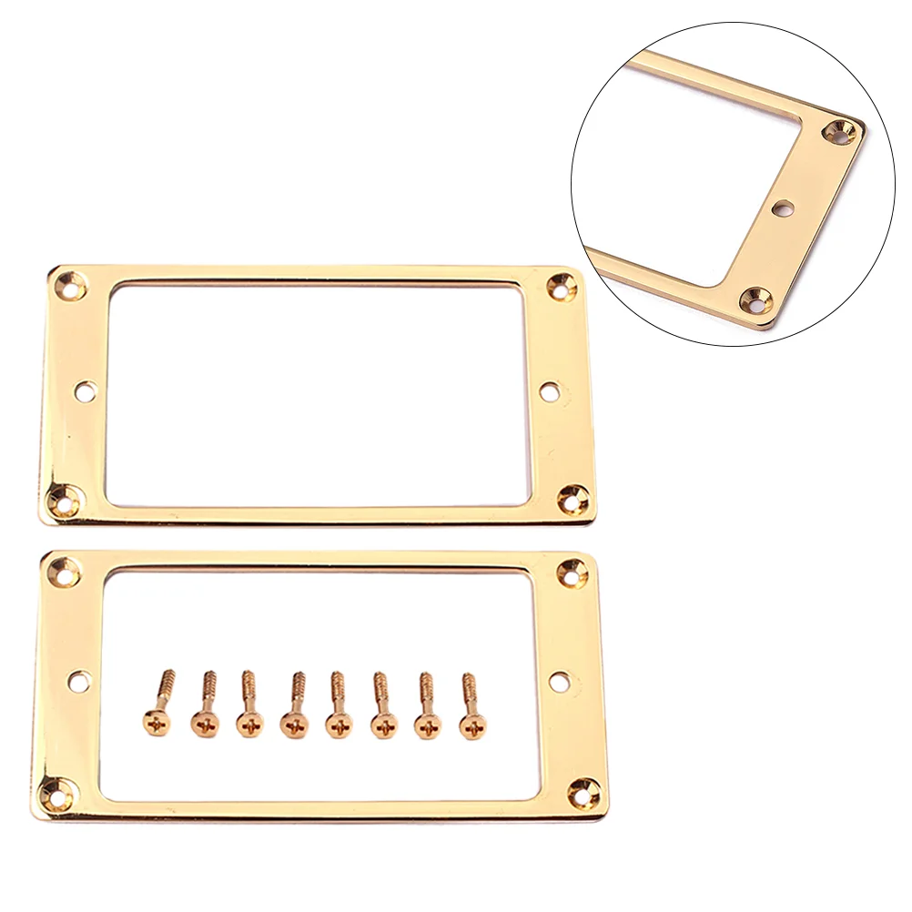 

Flat Metal Humbucker Pickup Mounting Rings Frame Mounting Ring Flat Base Pickup Frame with Screws 92x46mm (Golden)